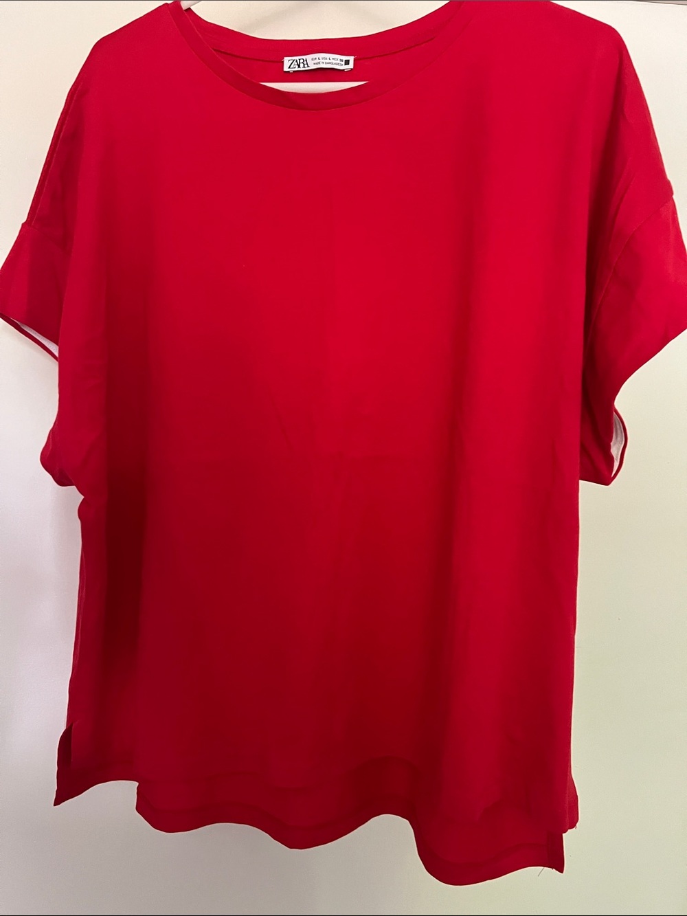 ZARA Bright Red Short Sleeve Boxy Tee